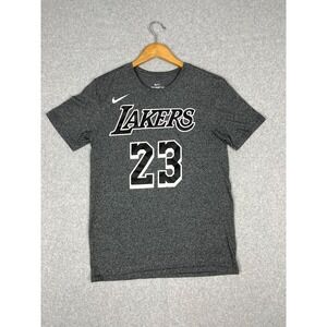 Los Angeles Lakers Shirt Mens M Gray Lebron James NBA Nike Graphic Front Back